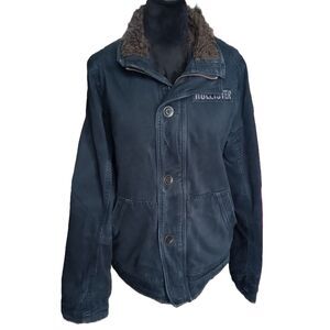 Hollister Women's Size S Navy Blue Denim & Brown Faux Fur Lined Jacket